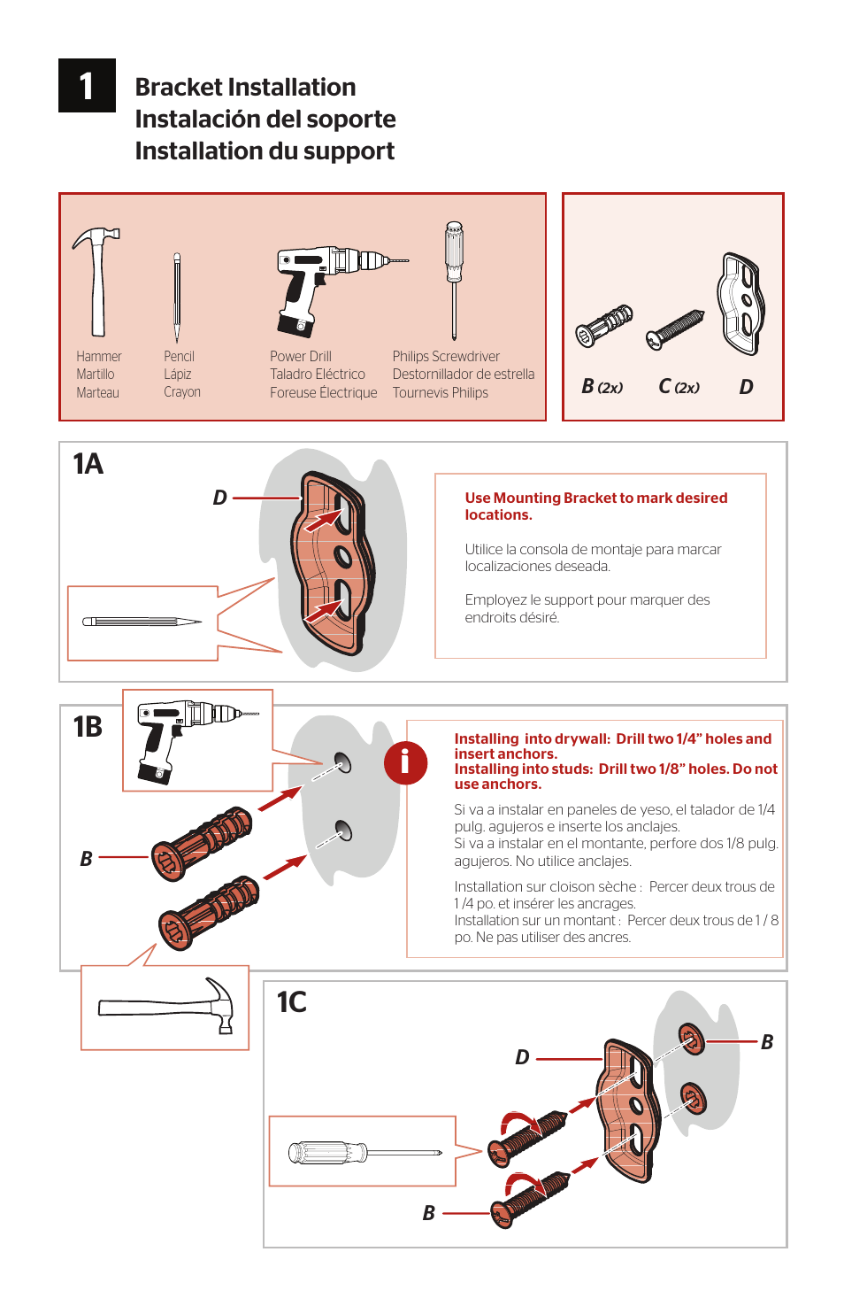 1a 1b 1c, Bd b b d | Pfister BRB-SL0K User Manual | Page 2 / 4