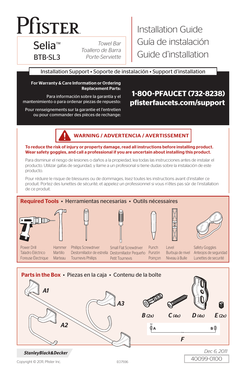 Pfister BTB-SL2K User Manual | 6 pages