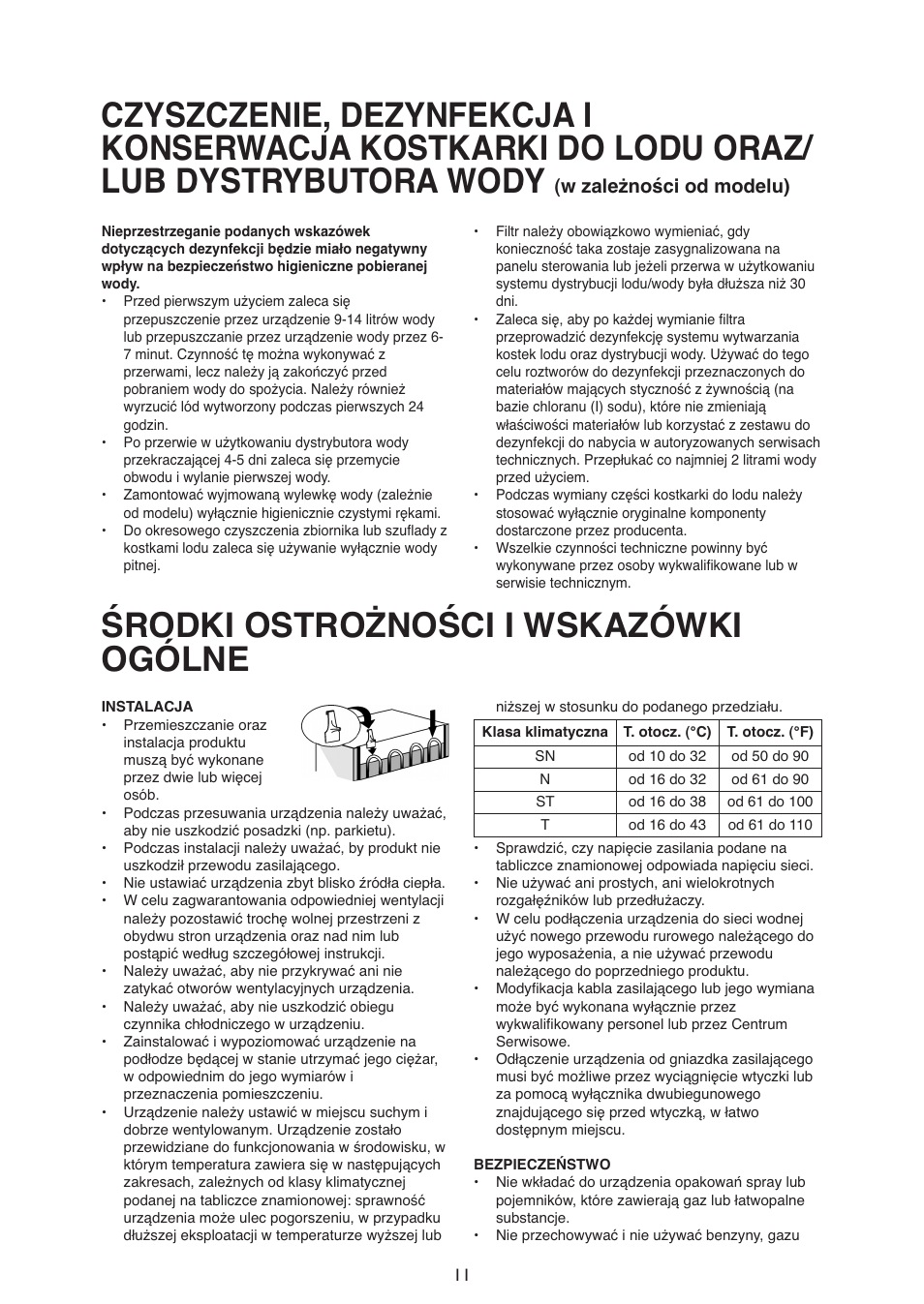 Środki ostrożności i wskazówki ogólne, W zależności od modelu) | Whirlpool ARG340A+ User Manual | Page 11 / 60
