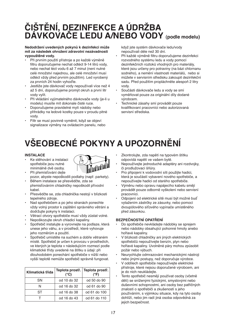 Všeobecné pokyny a upozornění, Podle modelu) | Whirlpool ARG340A+ User Manual | Page 17 / 60