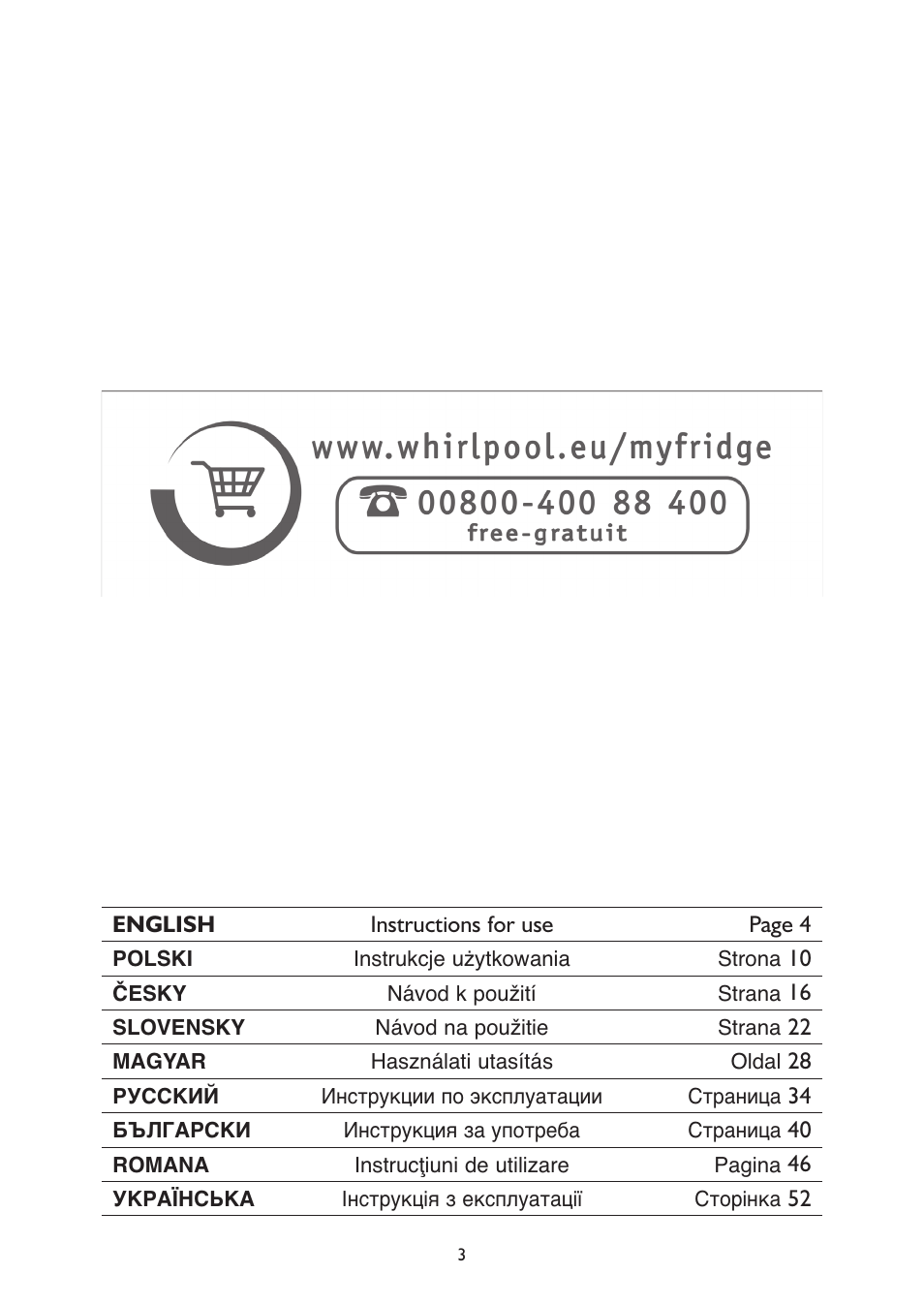 Whirlpool ARG340A+ User Manual | Page 3 / 60