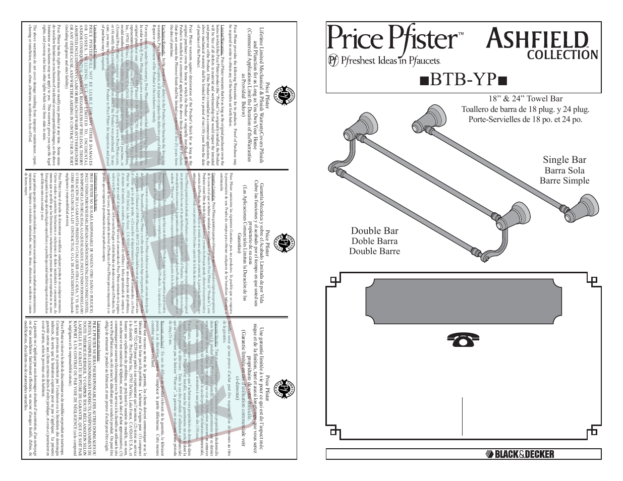 Pfister BTB-YP5Y User Manual | 3 pages