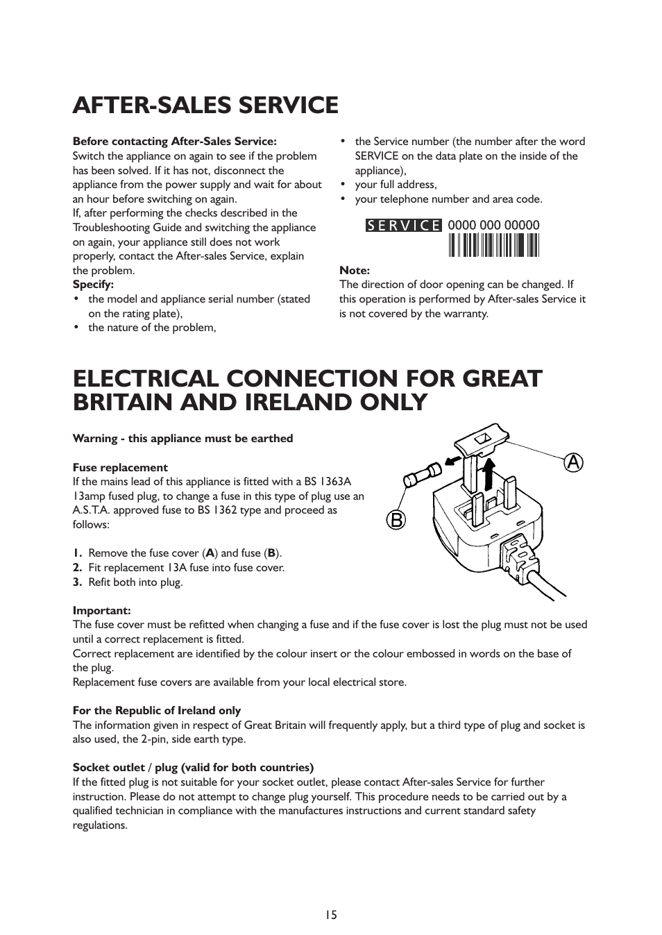 After-sales service | Whirlpool ARG341A+ User Manual | Page 15 / 84