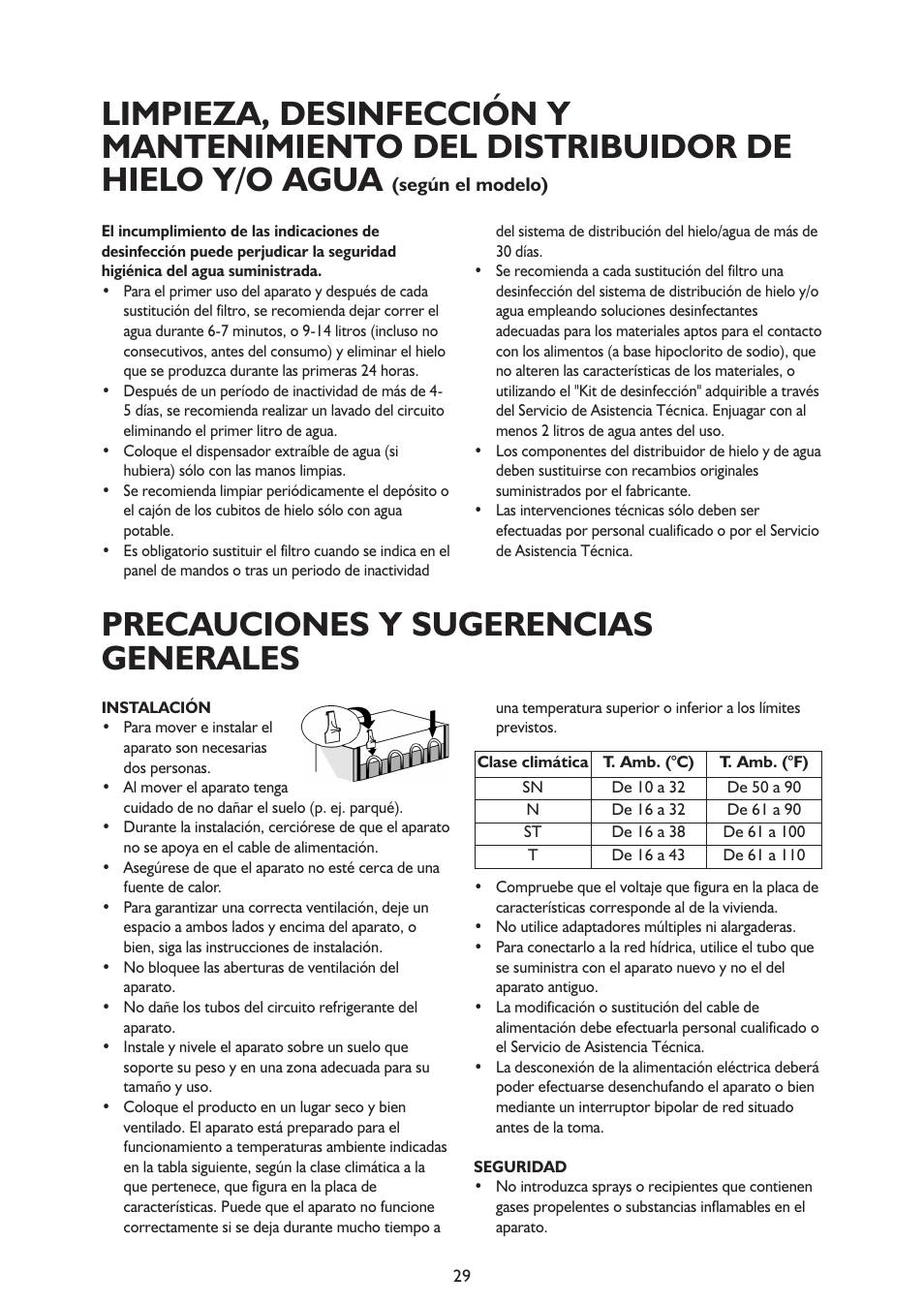 Precauciones y sugerencias generales | Whirlpool ARG341A+ User Manual | Page 29 / 84