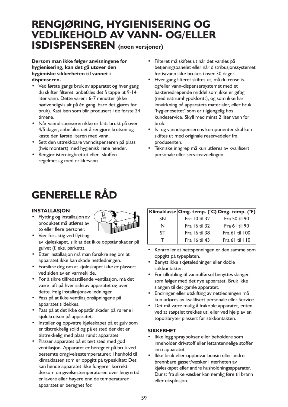 Generelle råd | Whirlpool ARG341A+ User Manual | Page 59 / 84