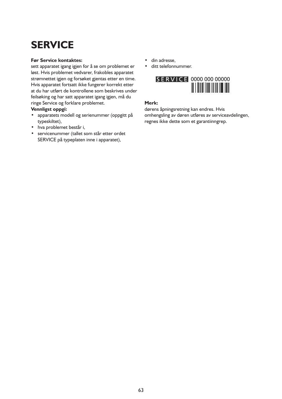 Service | Whirlpool ARG341A+ User Manual | Page 63 / 84