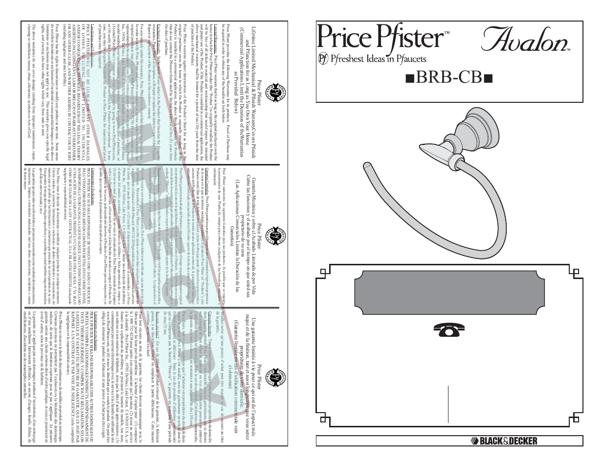 Pfister BRB-CB0K User Manual | 2 pages