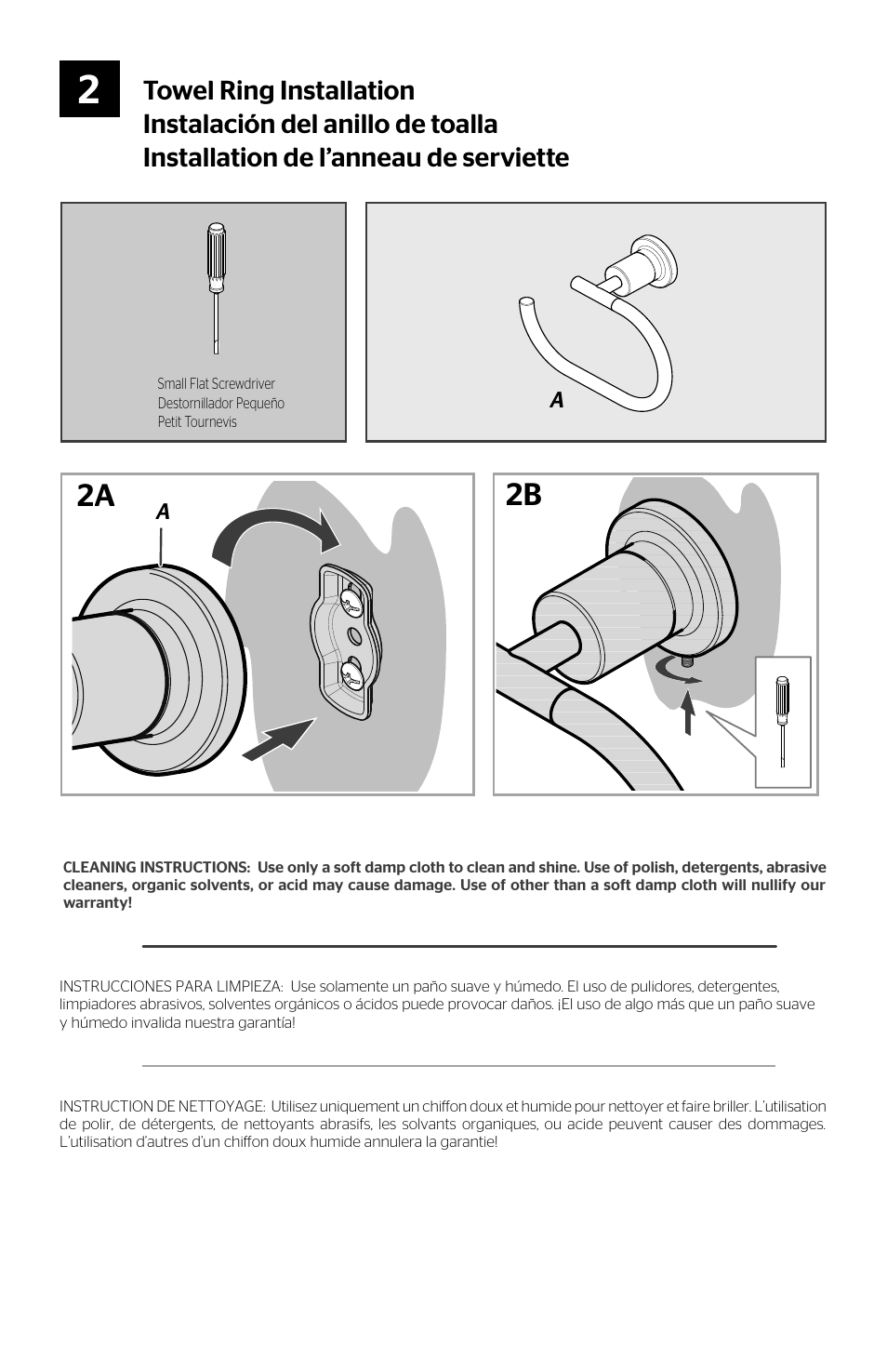 Towel ring installation | Pfister BRB-NC1C User Manual | Page 3 / 4