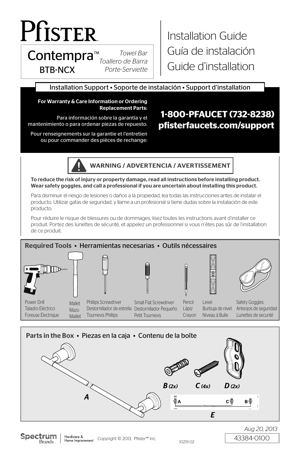 Pfister BTB-NC2C User Manual | 6 pages