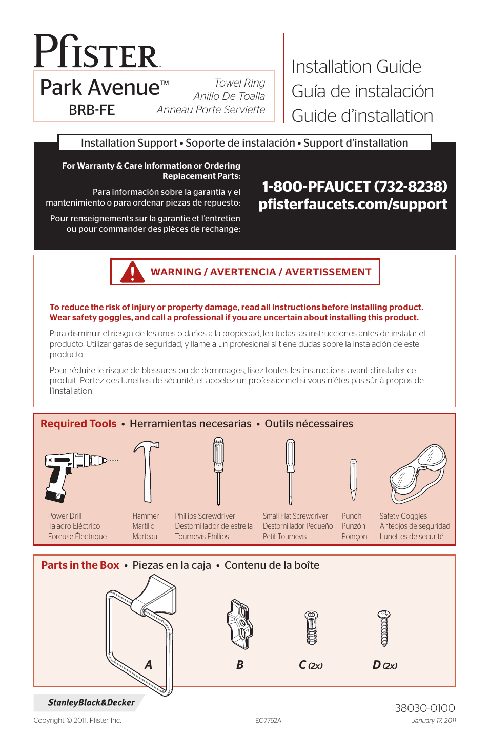 Pfister BRB-FE1K User Manual | 4 pages