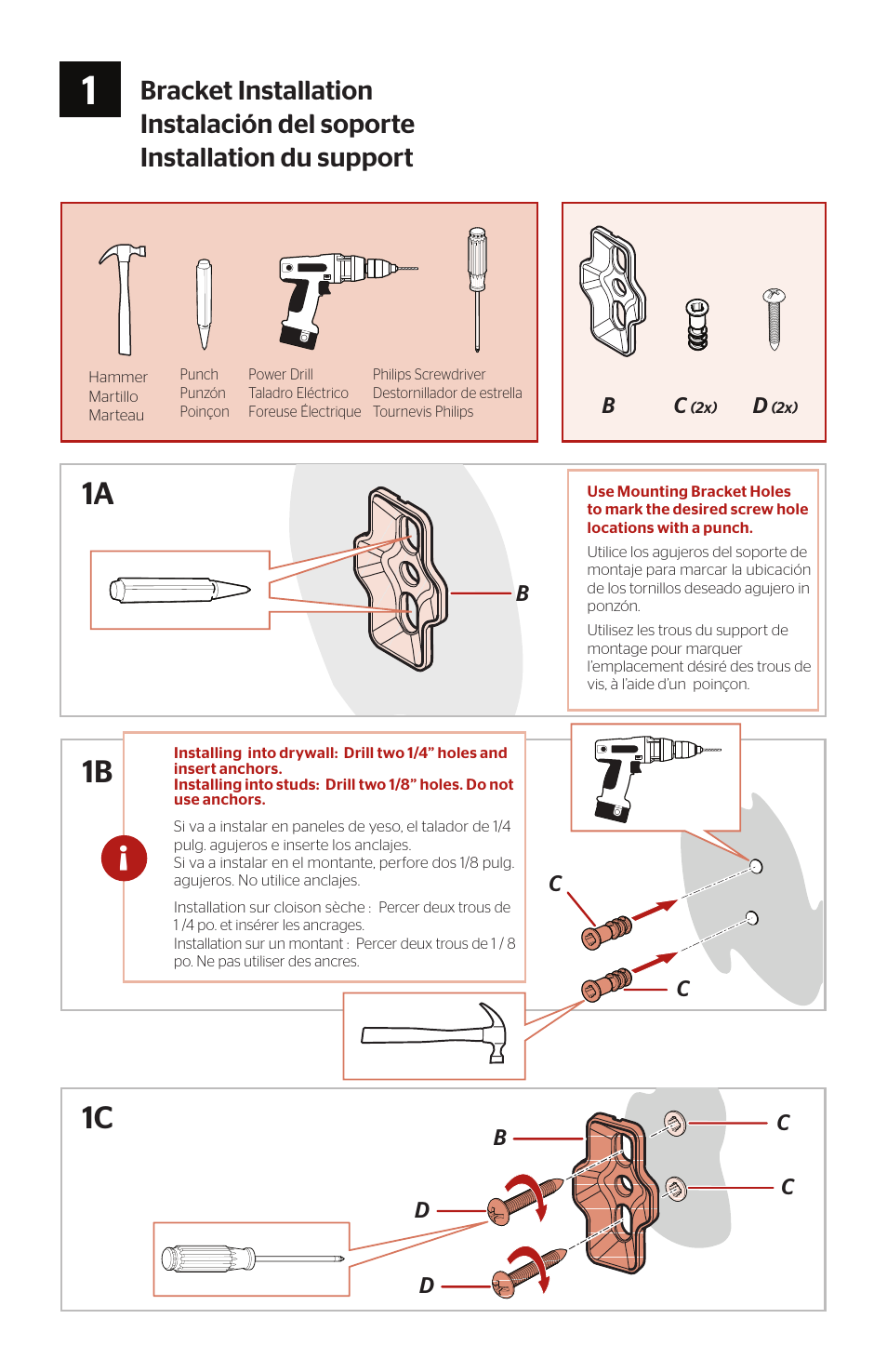 1a 1b 1c | Pfister BRB-FE1K User Manual | Page 2 / 4