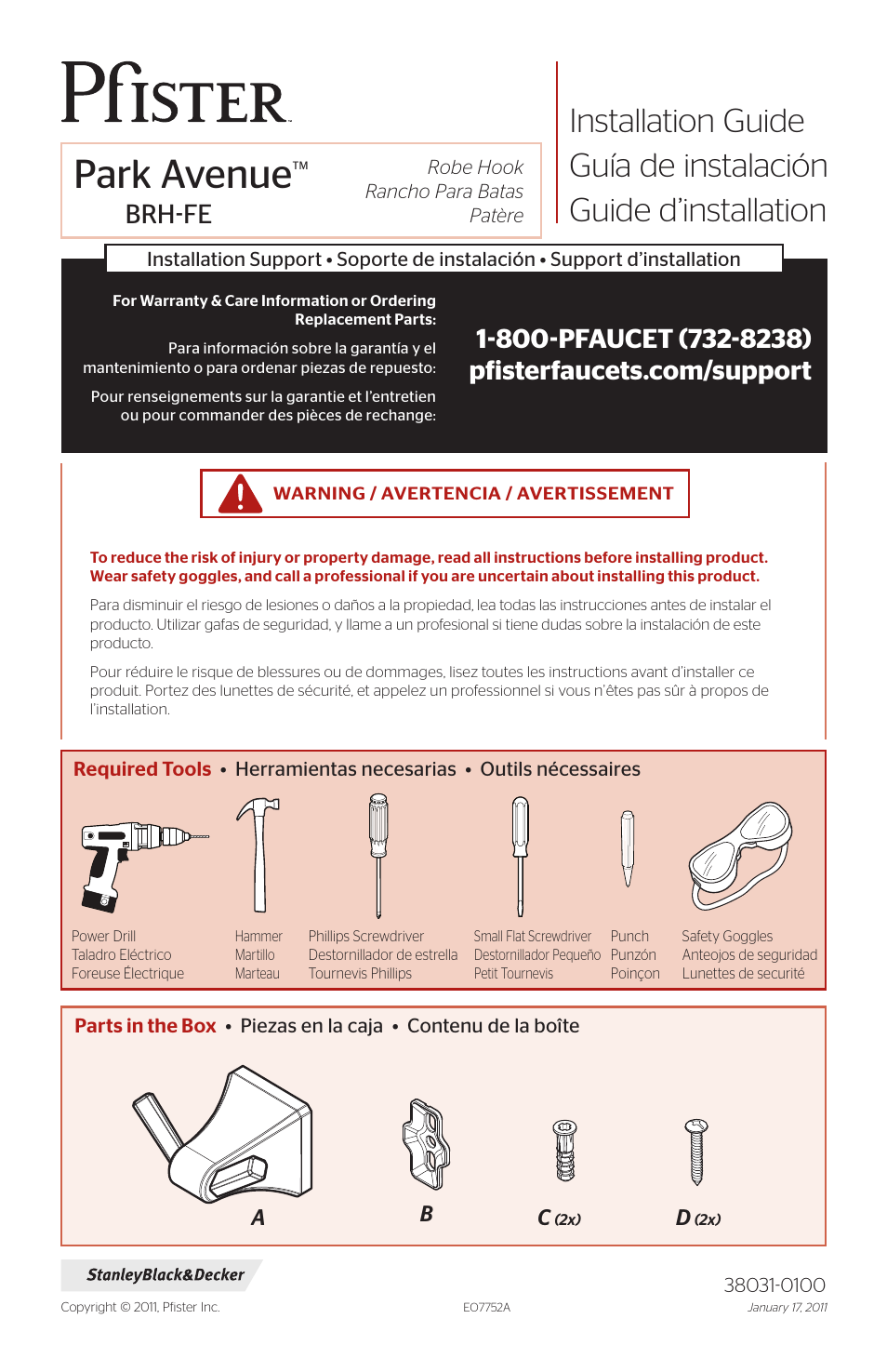 Pfister BRH-FE1K User Manual | 4 pages