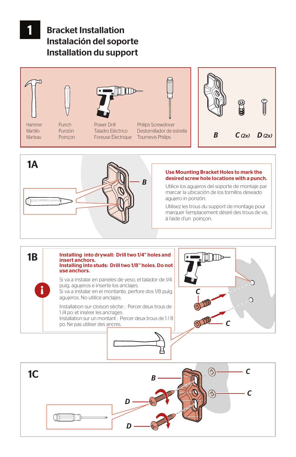 1a 1b 1c | Pfister BRH-FE1K User Manual | Page 2 / 4