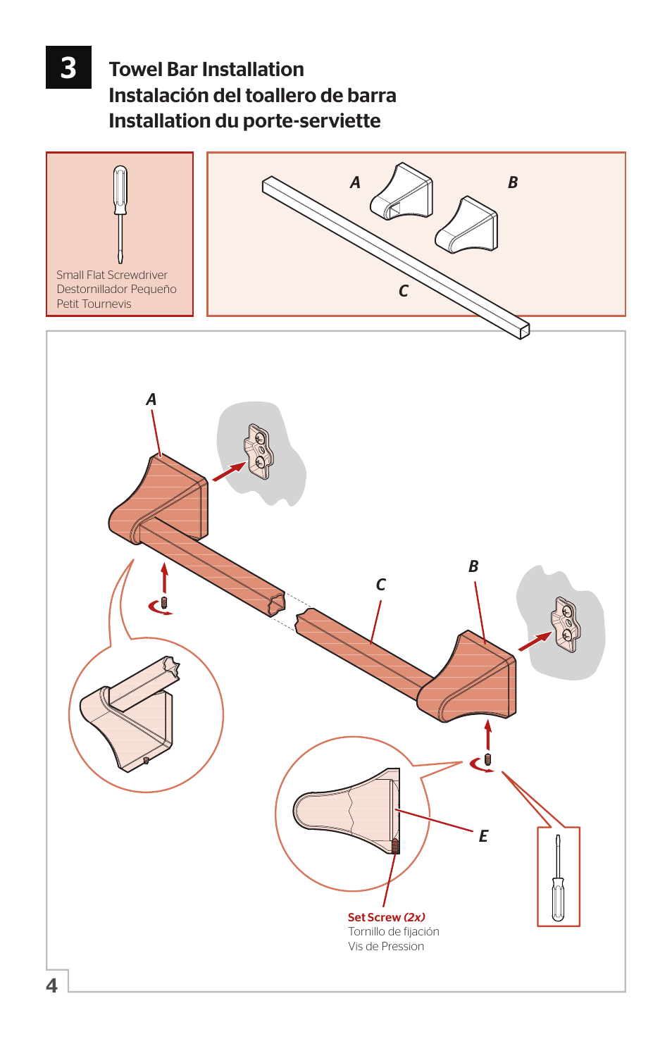 Towel bar installation | Pfister BTB-FE1K User Manual | Page 4 / 6
