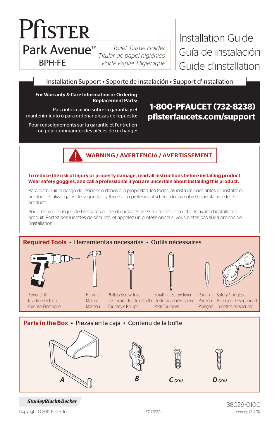 Pfister BPH-FE1K User Manual | 4 pages