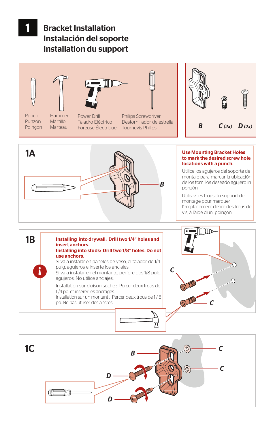 1a 1b 1c, Db c c | Pfister BPH-FE1K User Manual | Page 2 / 4