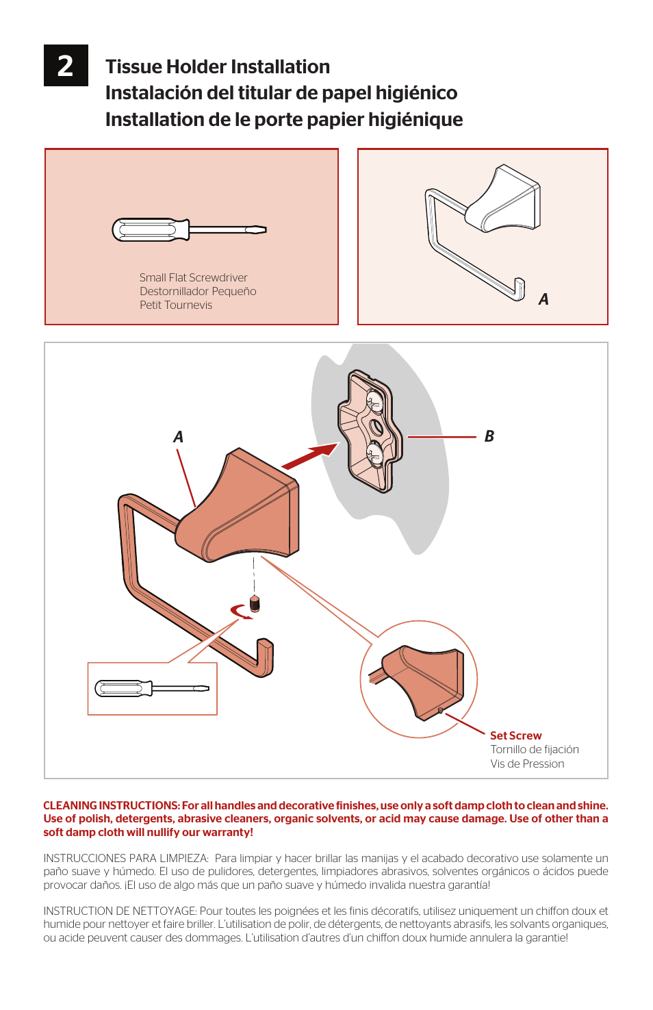 Tissue holder installation | Pfister BPH-FE1K User Manual | Page 3 / 4