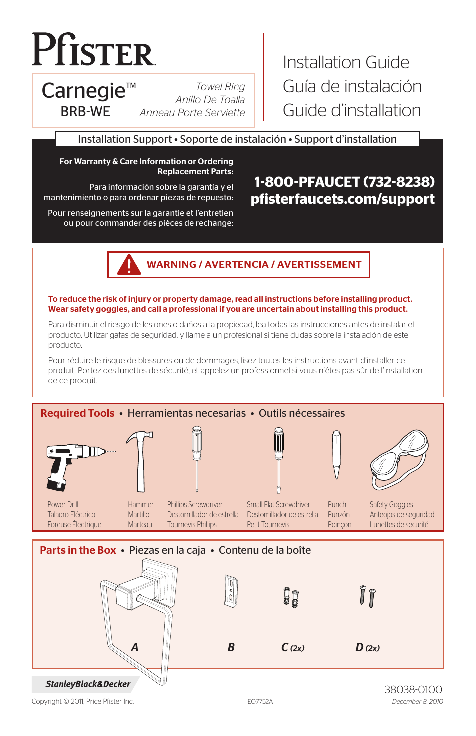 Pfister BRB-WE1K User Manual | 4 pages