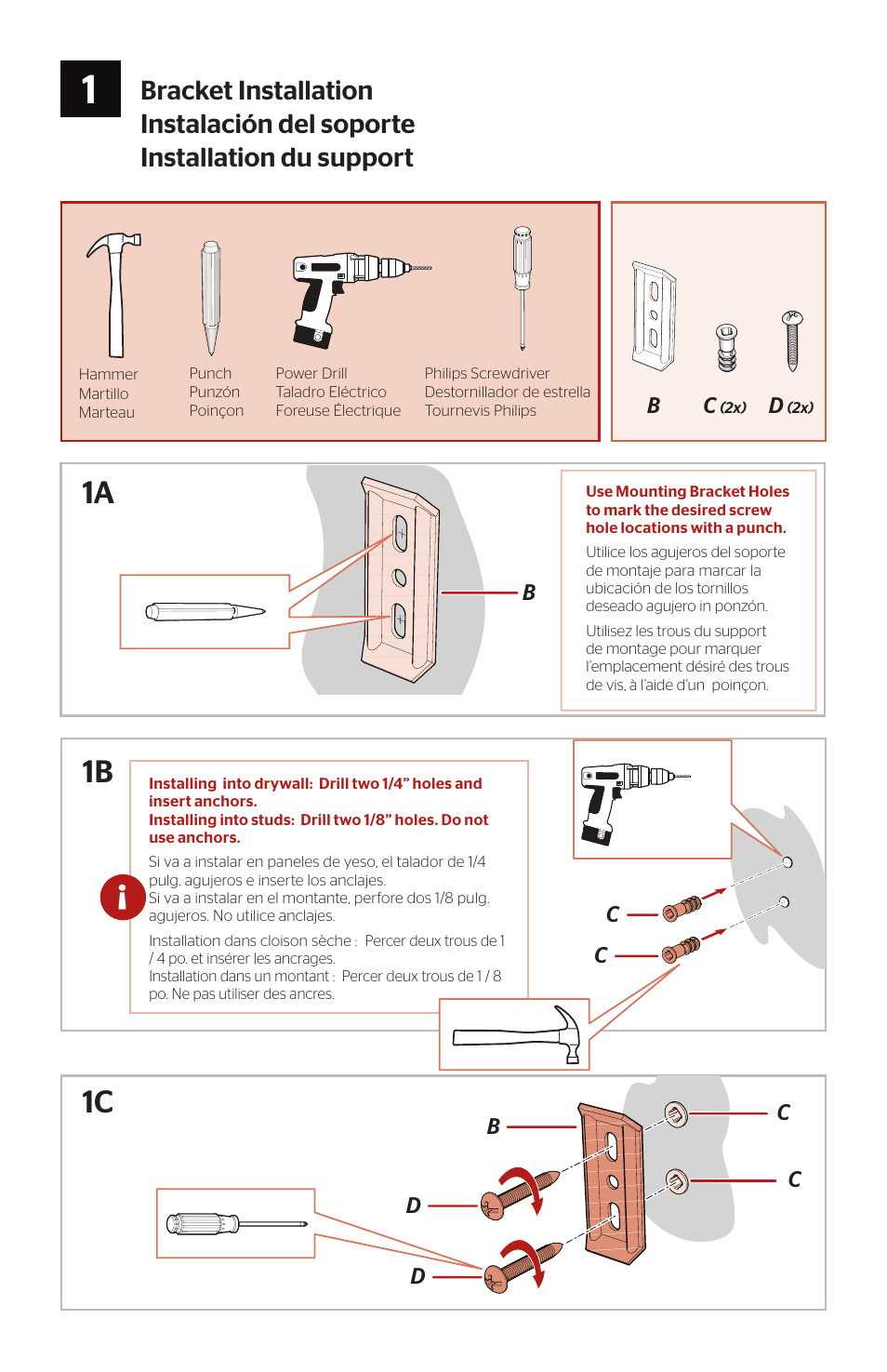 1a 1b 1c | Pfister BRB-WE1K User Manual | Page 2 / 4