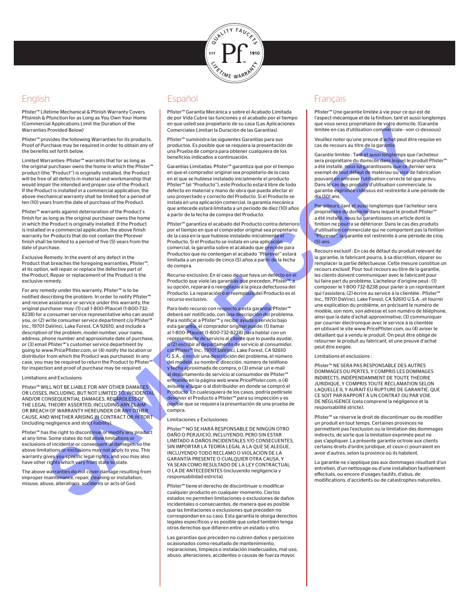 Sample copy | Pfister RT6-5WEK User Manual | Page 4 / 4