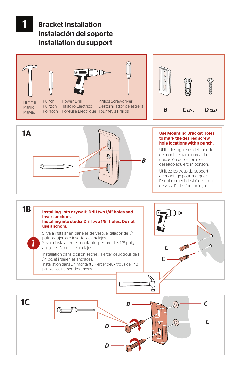1a 1b 1c | Pfister BRH-WE1K User Manual | Page 2 / 4