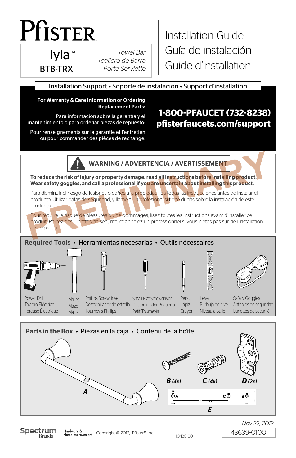 Pfister BTB-TR2K User Manual | 6 pages