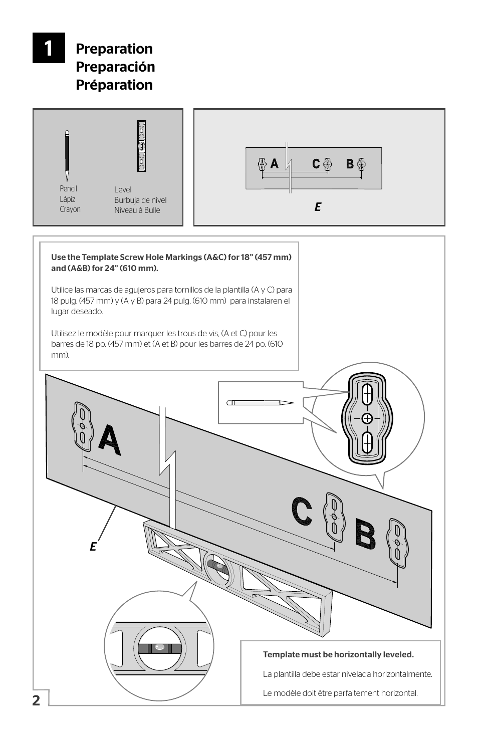 Preparation preparación préparation | Pfister BTB-TR2K User Manual | Page 2 / 6