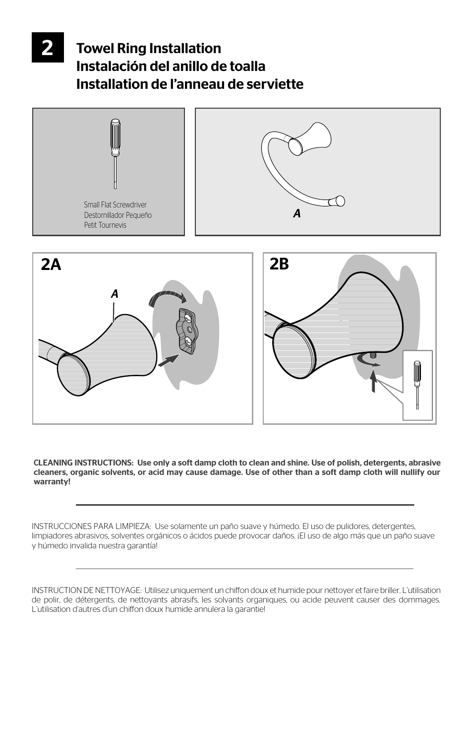 Towel ring installation | Pfister BRB-TR0K User Manual | Page 3 / 4
