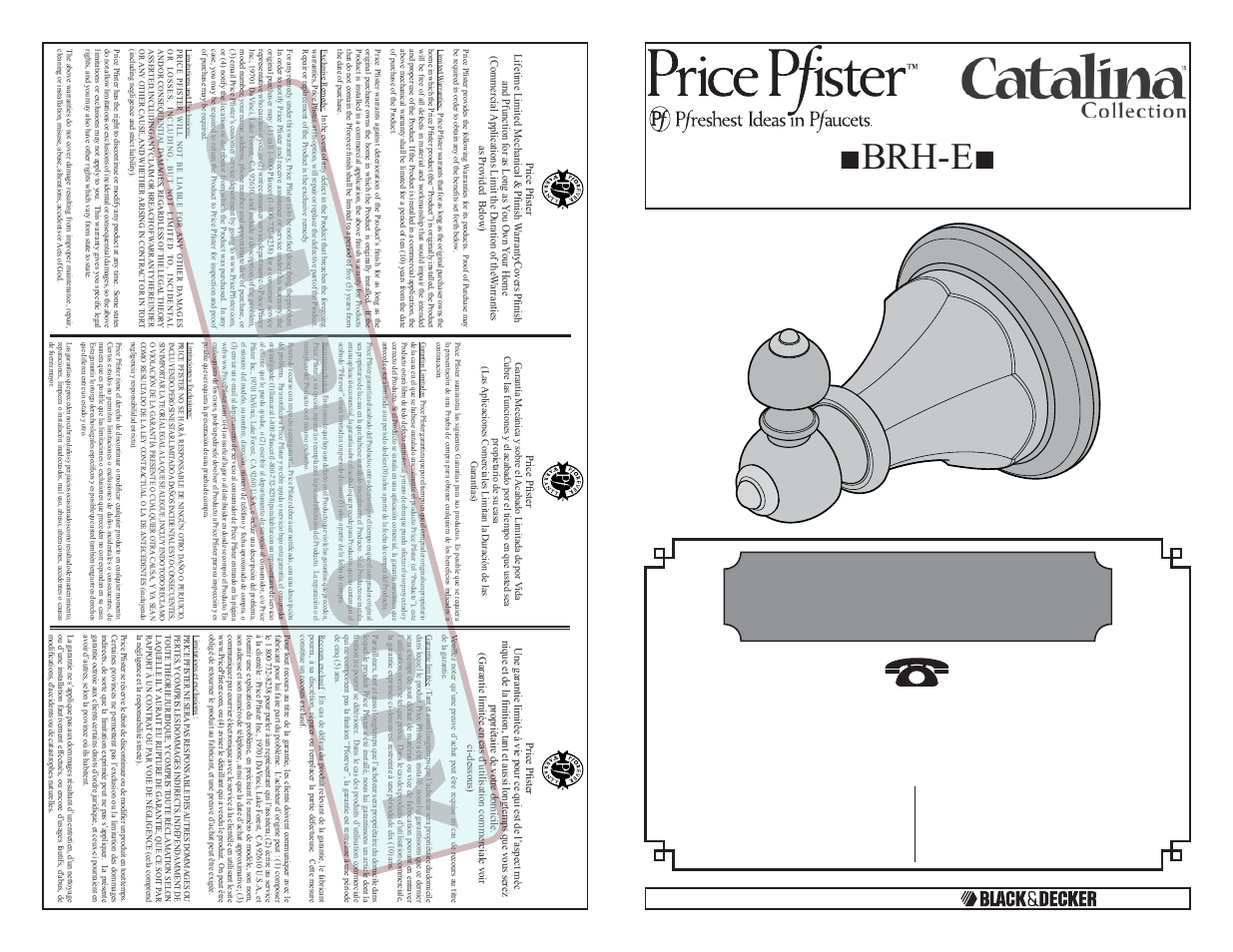 Pfister BRH-E0KK User Manual | 2 pages