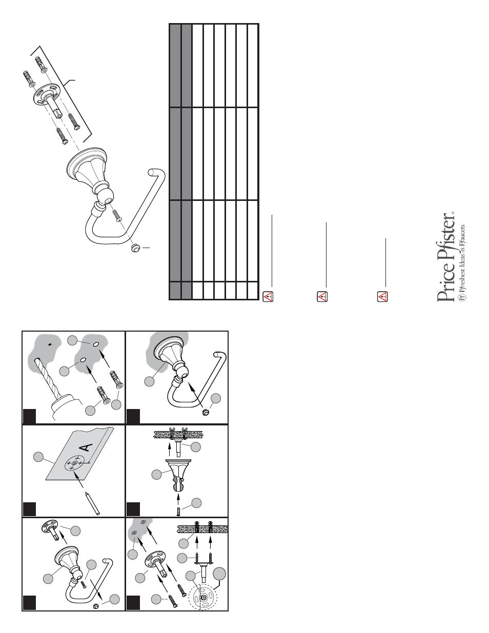 Bph-e1 series | Pfister BPH-E1KK User Manual | Page 2 / 2