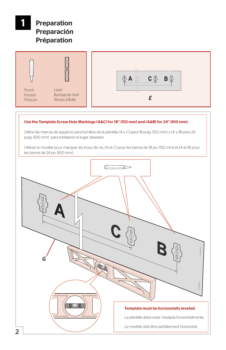 Preparation preparación préparation | Pfister BTB-MB2K User Manual | Page 2 / 6