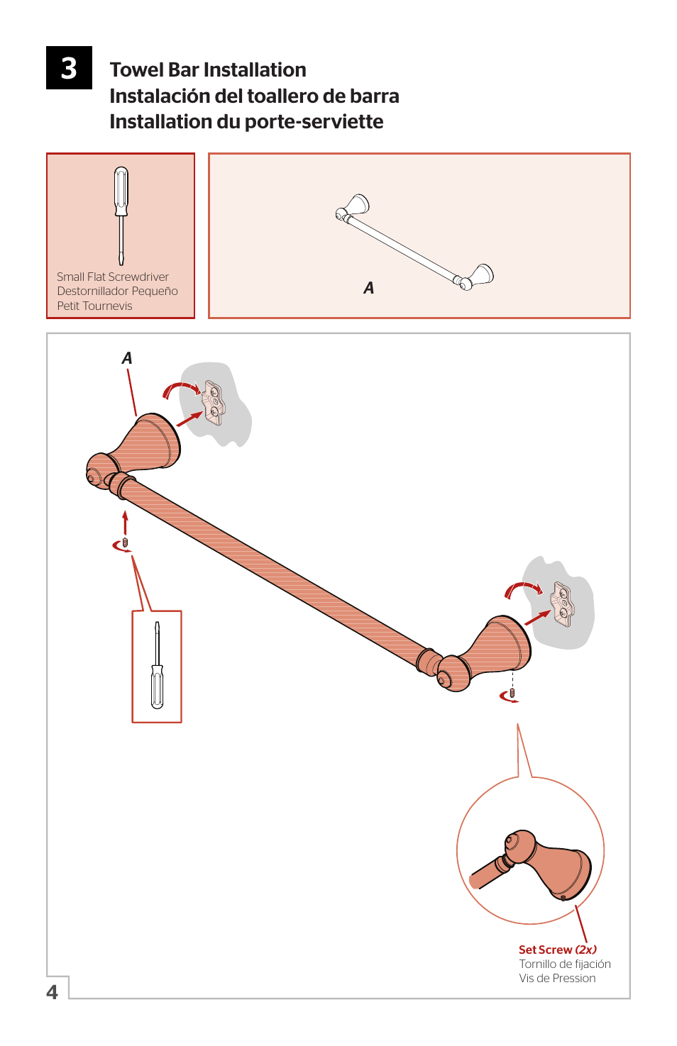 Towel bar installation | Pfister BTB-MB2K User Manual | Page 4 / 6