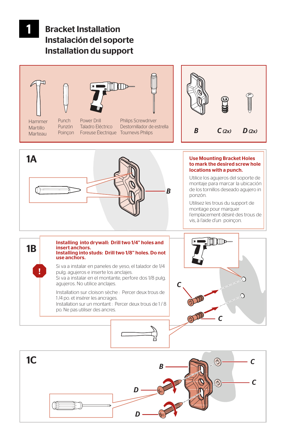 1a 1b 1c | Pfister BRB-MB1K User Manual | Page 2 / 4