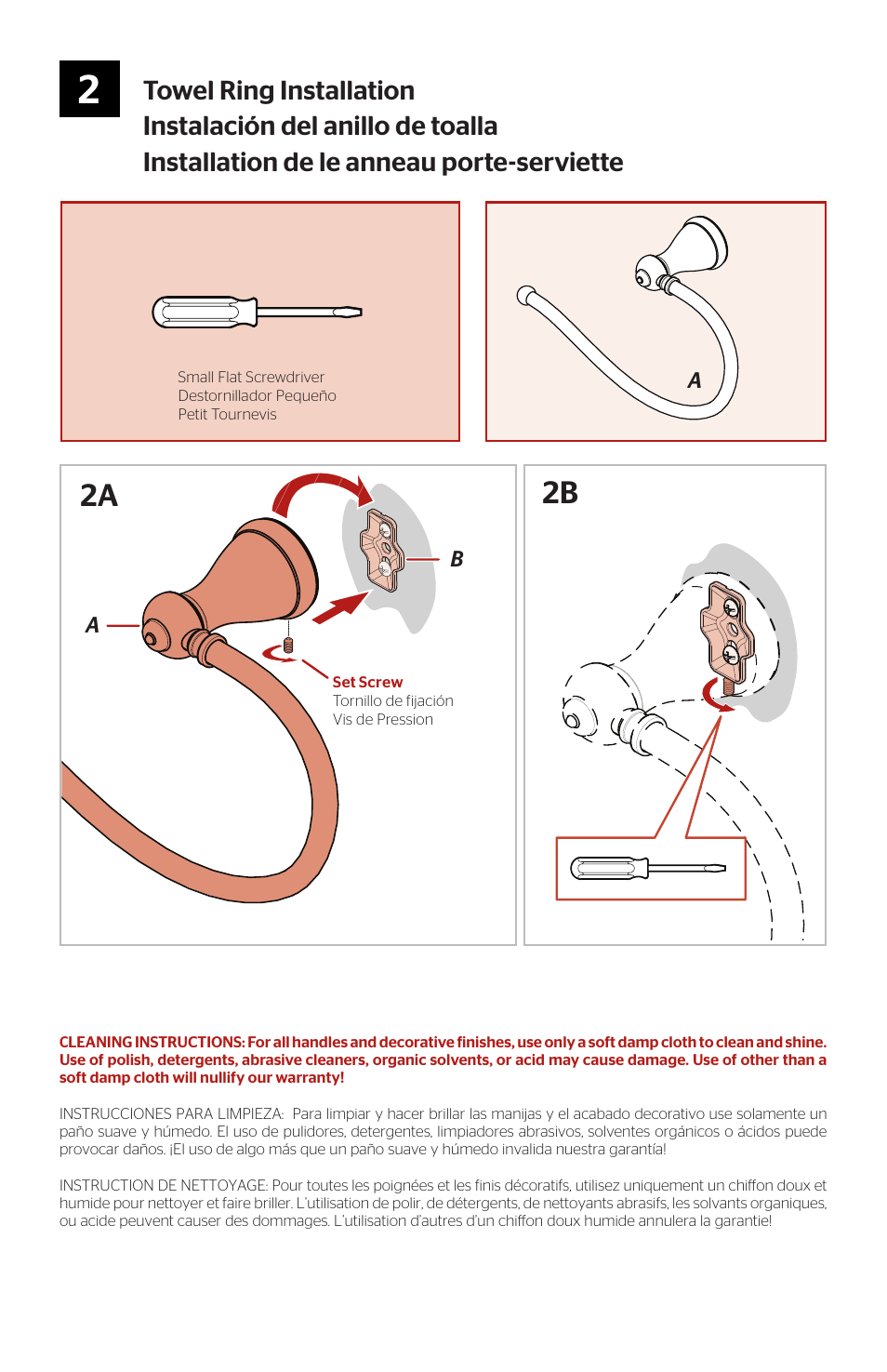 2a 2b, Towel ring installation | Pfister BRB-MB1K User Manual | Page 3 / 4