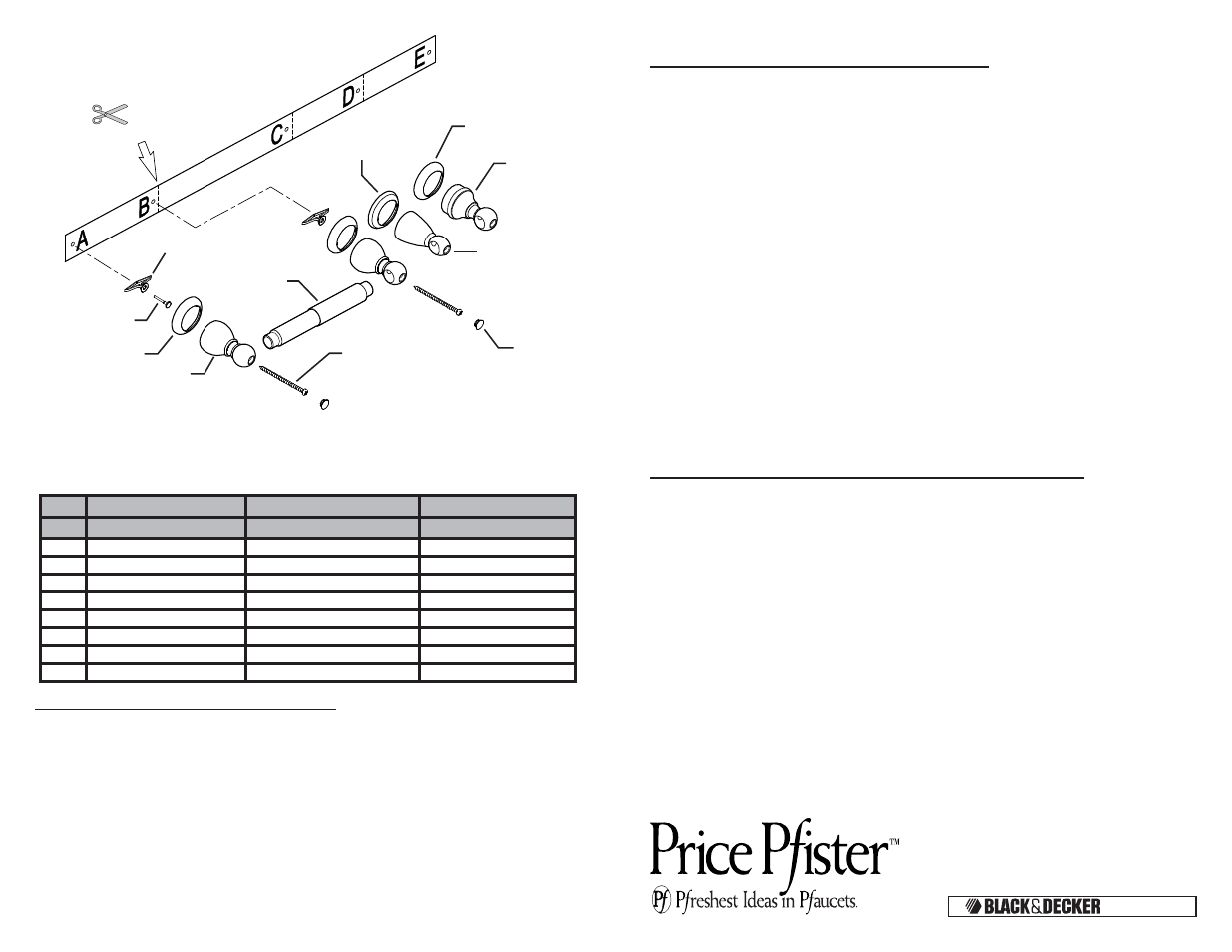 Acompany | Pfister BPH-B0KK User Manual | Page 2 / 2