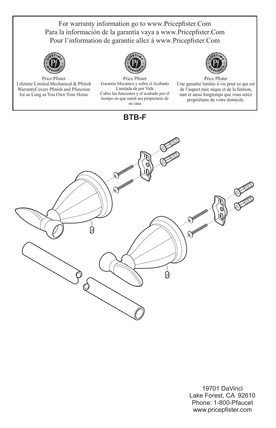 Btb-f | Pfister BTB-F2KK User Manual | Page 6 / 6