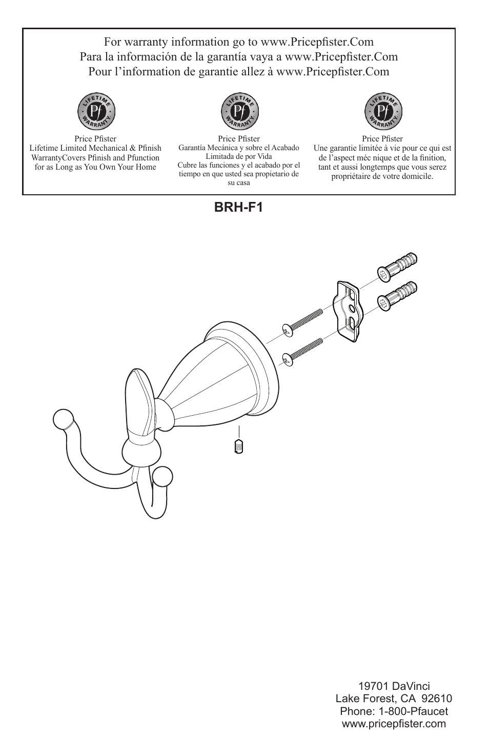 Brh-f1 | Pfister BRH-F1KK User Manual | Page 4 / 4