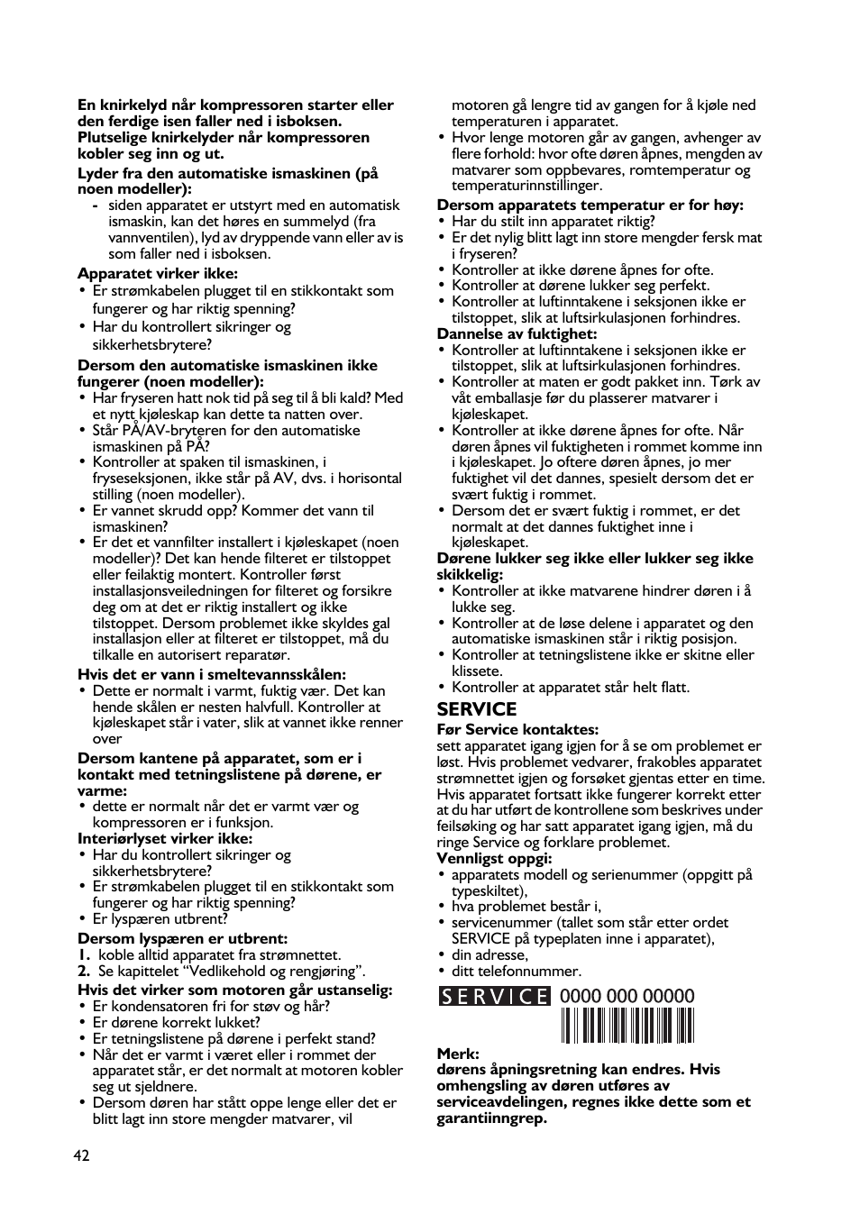 Service | Whirlpool WBE3411A+S User Manual | Page 42 / 52