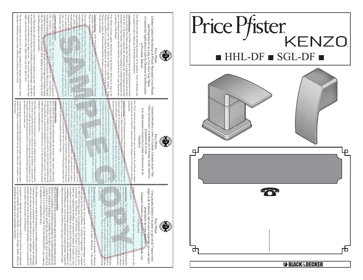 Pfister HHL-DFXC User Manual | 2 pages