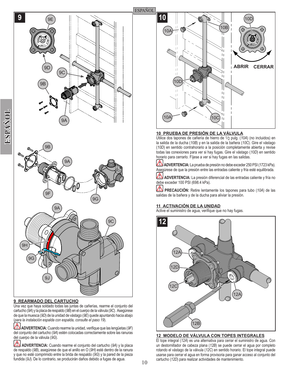 Esp a ñ ol | Pfister 0X8-310A User Manual | Page 10 / 20