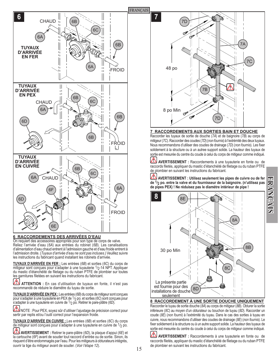 Fran ç ais | Pfister 0X8-310A User Manual | Page 15 / 20