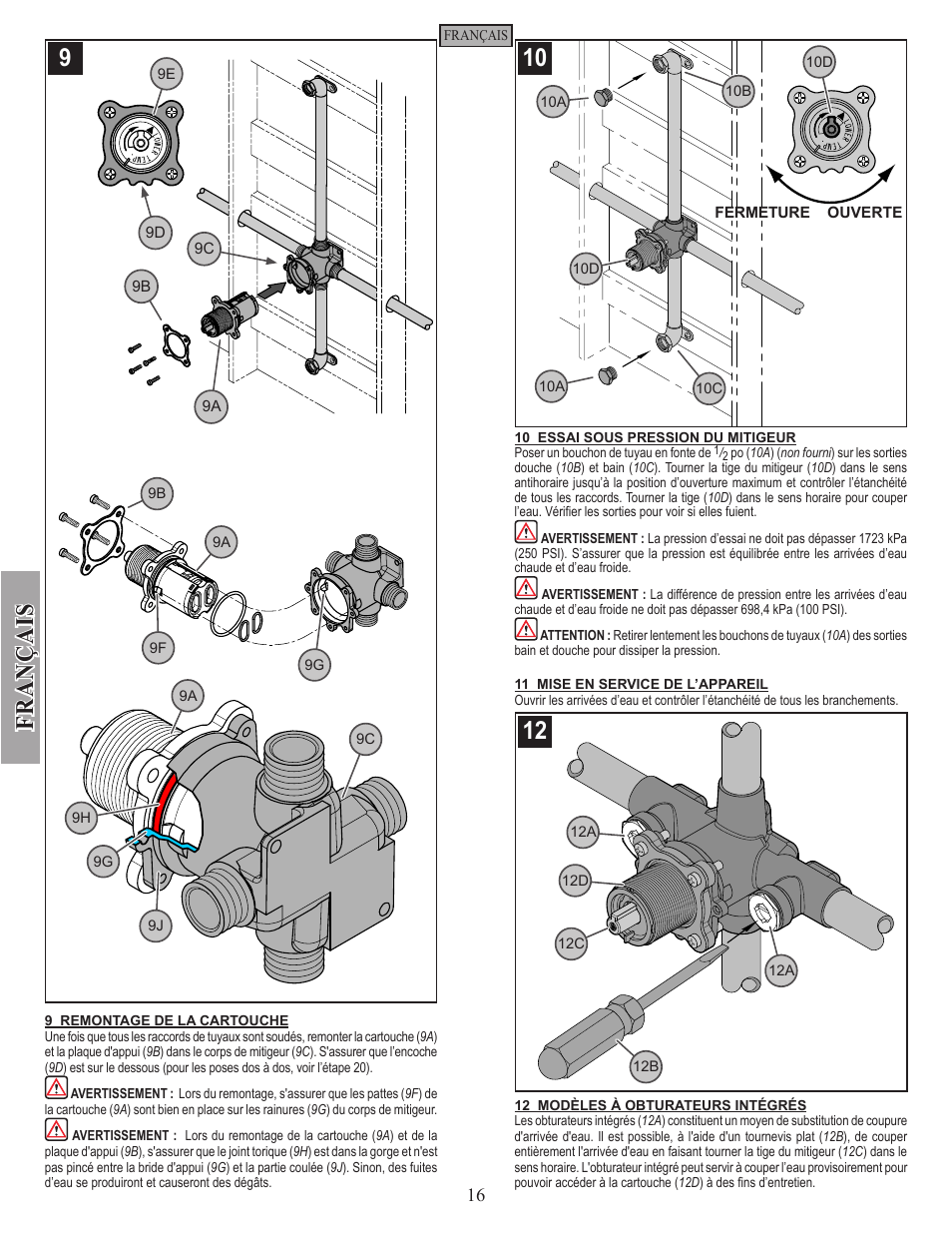 Fran ç ais | Pfister 0X8-310A User Manual | Page 16 / 20