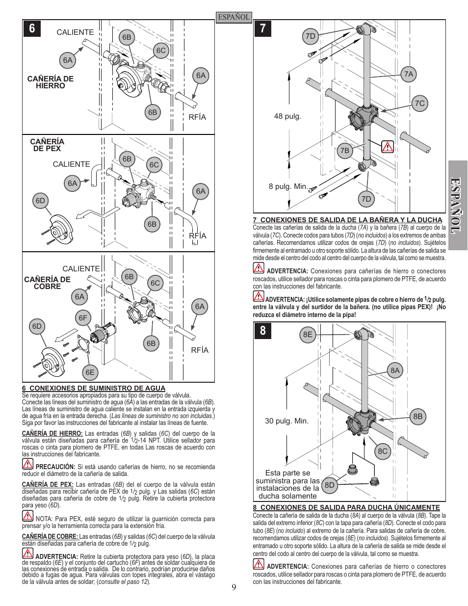 Esp a ñ ol | Pfister 0X8-310A User Manual | Page 9 / 20