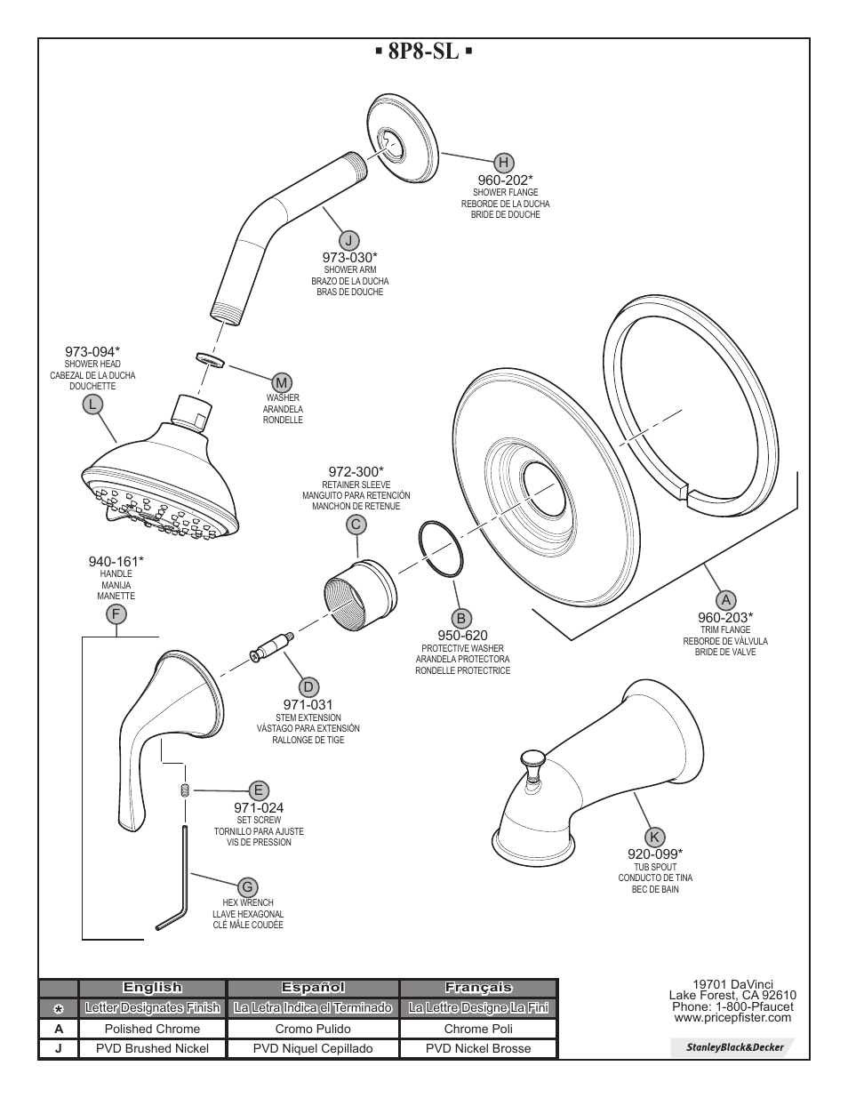 8p8-sl | Pfister 8P8-SLKK User Manual | Page 2 / 6