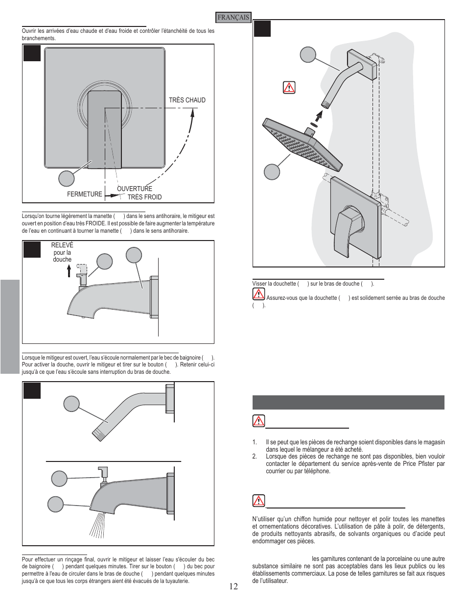 Fr a n fran çç a is ais, Entretien et soins | Pfister R89-8DFK User Manual | Page 12 / 14