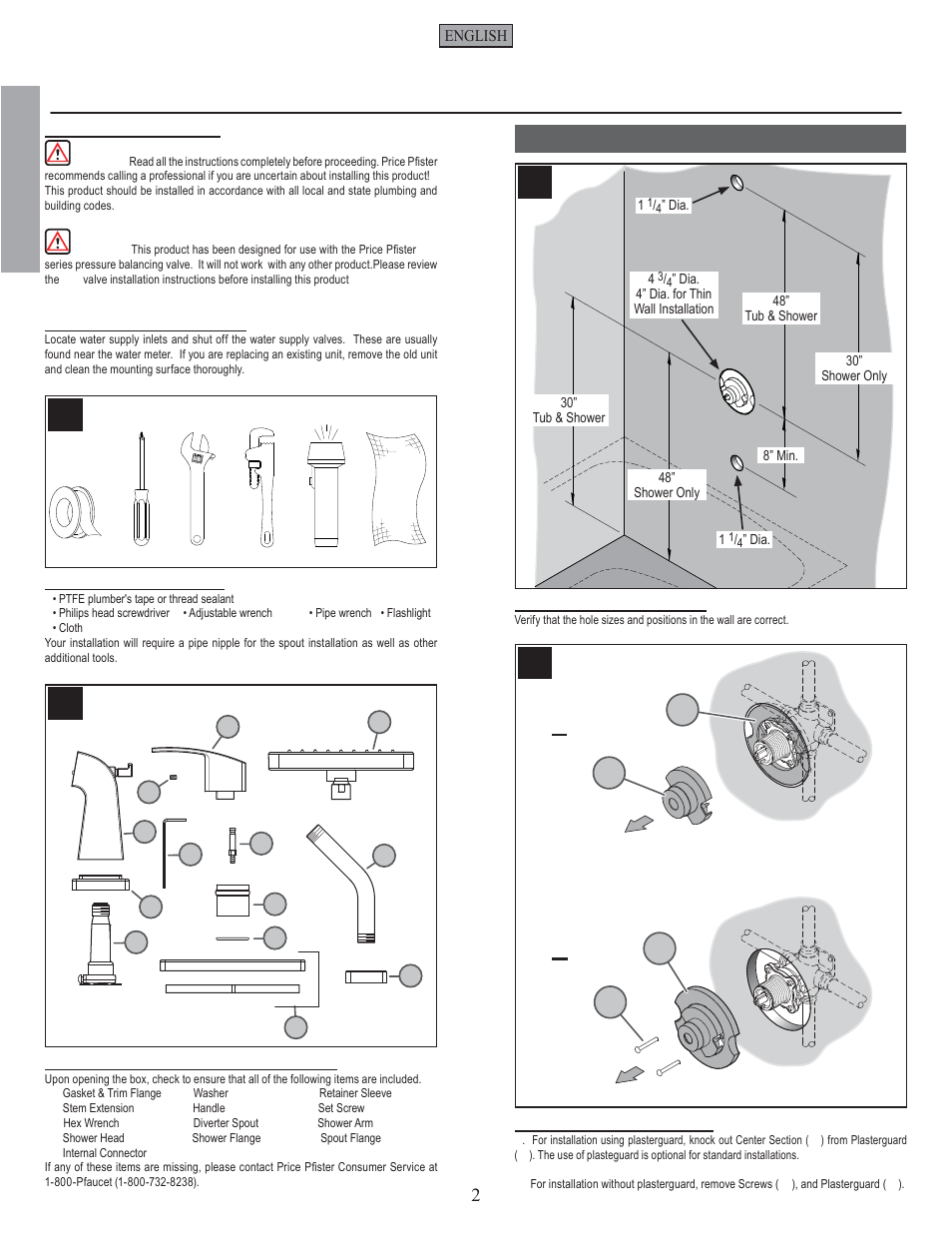 En g l is h english, Installation steps | Pfister R89-8DFK User Manual | Page 2 / 14