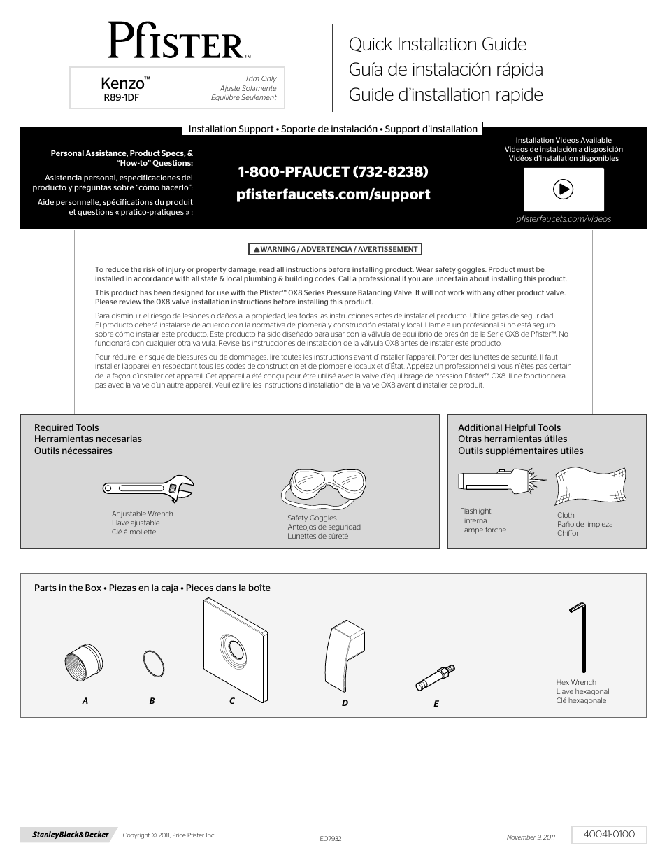 Pfister R89-1DFK User Manual | 4 pages