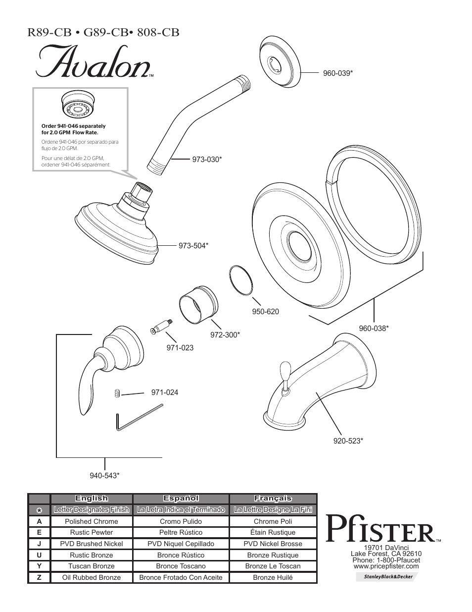 Pfister R89-8CBK User Manual | Page 14 / 14