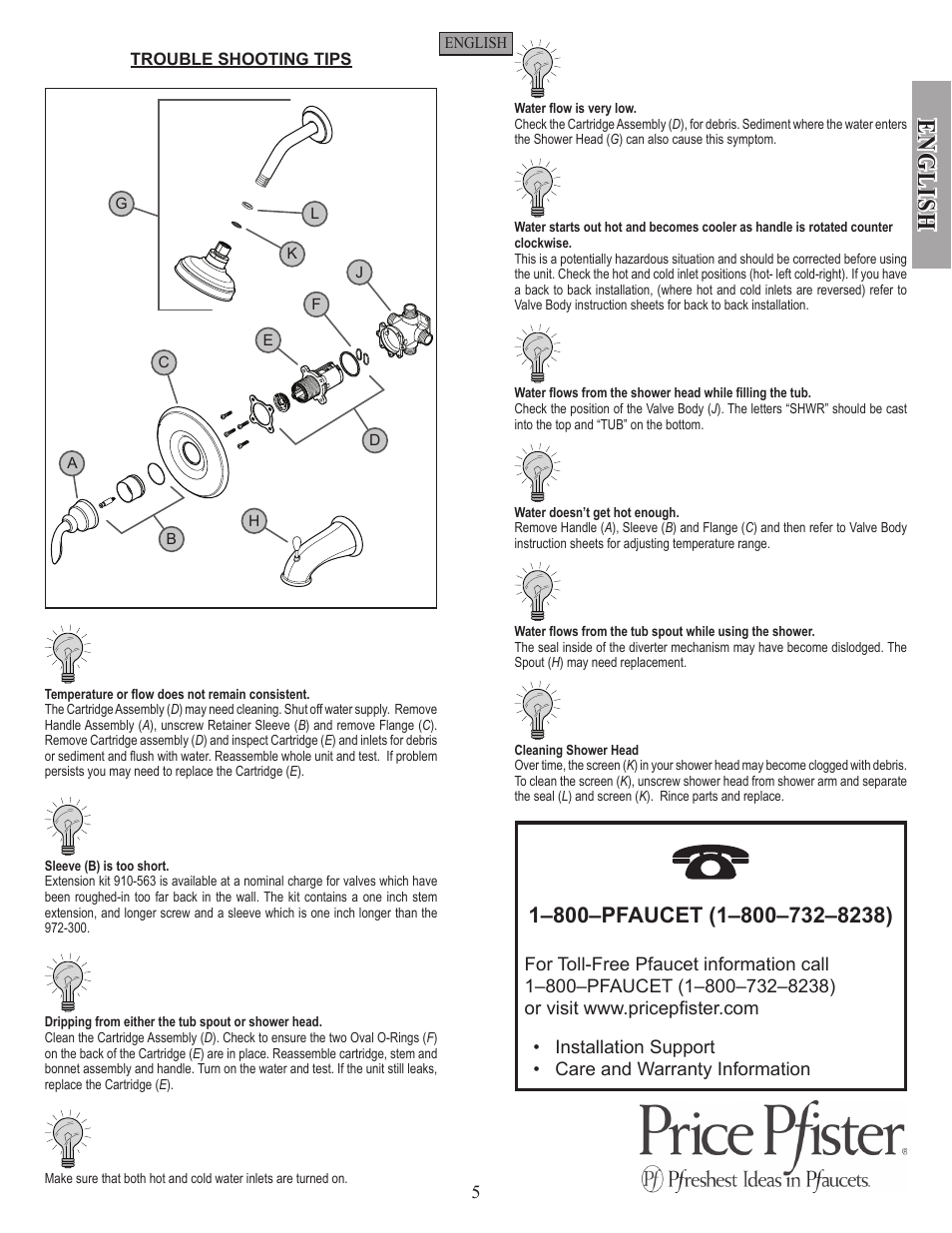 En g li sh | Pfister R89-8CBK User Manual | Page 5 / 14