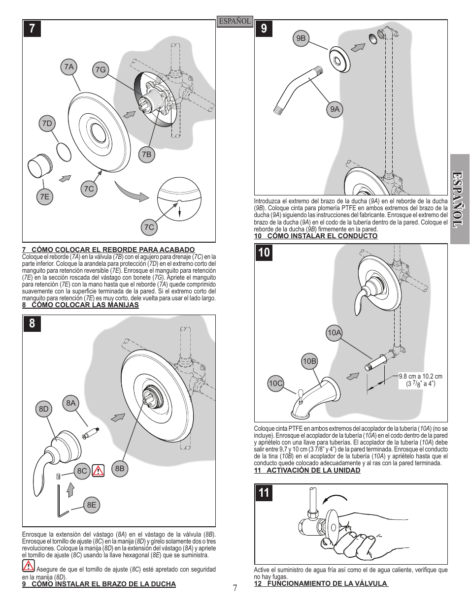 Es pa ñ o l | Pfister R89-8CBK User Manual | Page 7 / 14